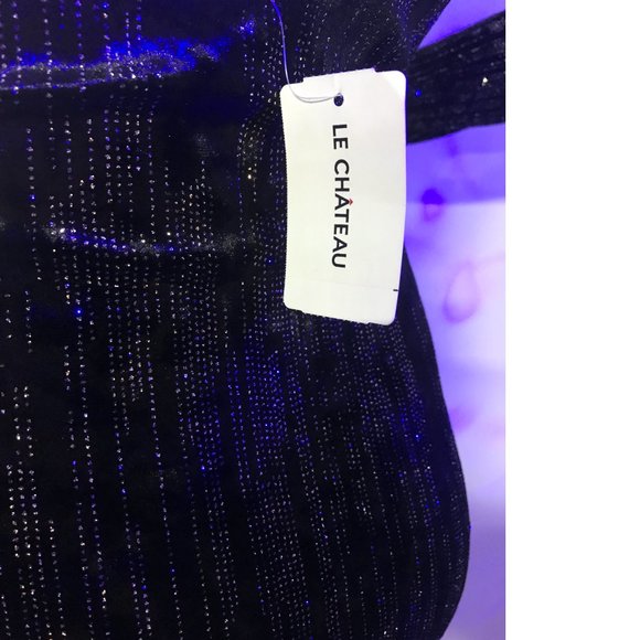 Le Chateau Black Gold Velvet Velour Metallic Evening Cocktail Bodycon Dress NWT - Picture 4 of 10